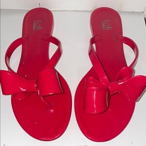 Kali Red Jelly Sandals Flip Flops with Bow Detail